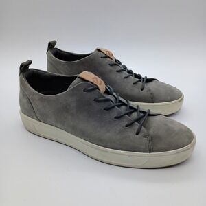 ECCO Soft 7 Mens Grey Nubuck Leather Low Top Sneakers Size 43 US 9